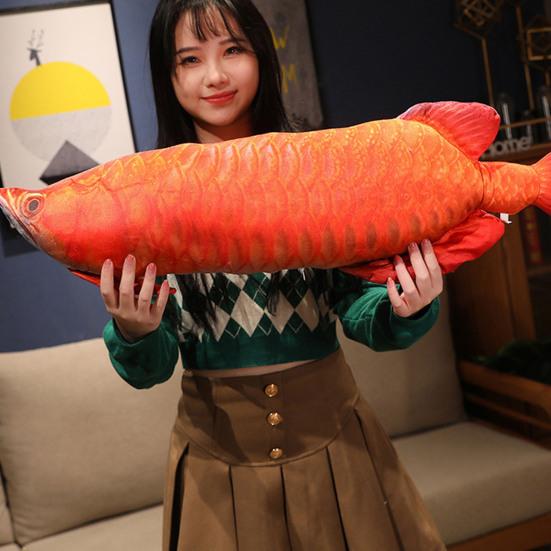 Fisch Plüschkissen Weiche Rückenlehne Goldener Arowana Roter Karpfen Puppe Plüschtiere Begleiter Schlaf Stofftier Meerestier Simulation Fisch