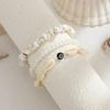 SHIXIN 3Pcs/Set Bohemian Scallop Imitation Pearls Bracelet for Women Summer Beach Multilayer Stacked Bangle Party Jewelry Gifts