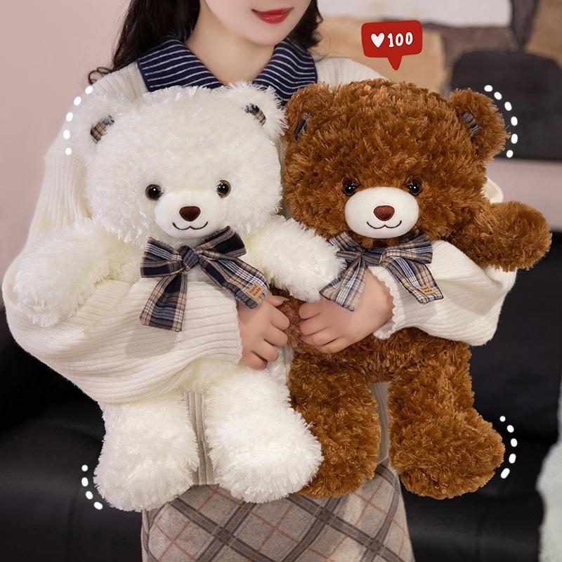 Cute Cute Bow Tie Bear Teddy Bear Doll Plush Toy Hug Bear Children Accompany Soothing Doll