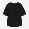 Women Ruffle V Neck Cotton Blouse White T264mbl226w