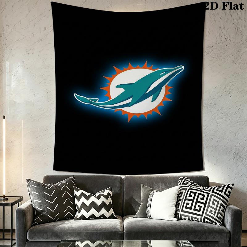 Miami Dolphins Wandteppich Ästhetisches Wandbehang Gedruckter Stoffdecke Dekorative Wandteppiche für Schlafzimmer Wohnzimmer Heimdekoration