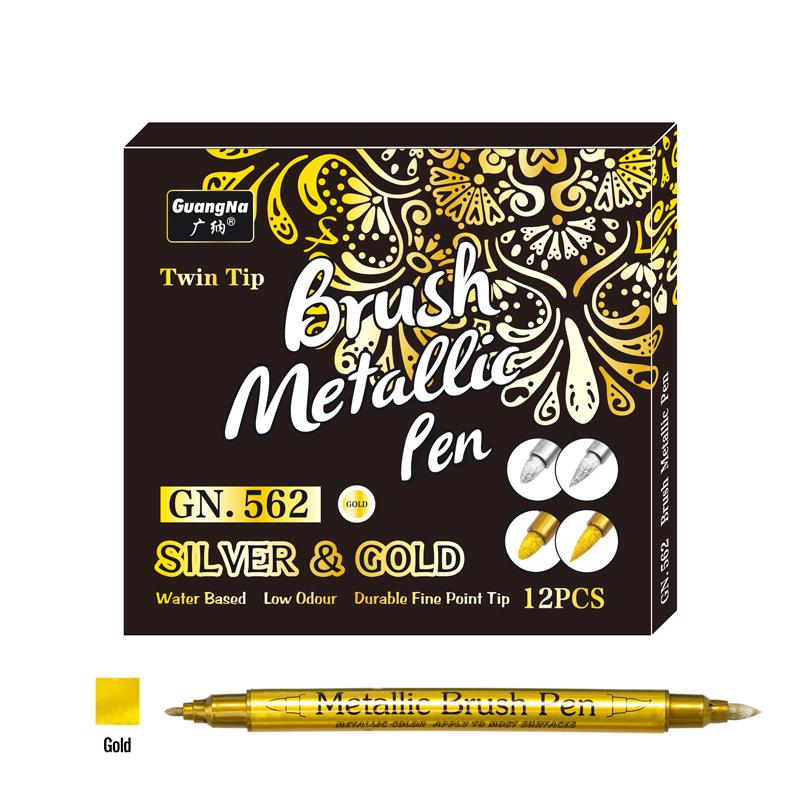 Çift Başlı Renkli Metal Suya Dayanıklı Kalıcı Boya İşaretleyici Kalemler Altın Gümüş Renk DIY Sanat İşaretleyici Kalem Sanat Boyama Malzemeleri İçin