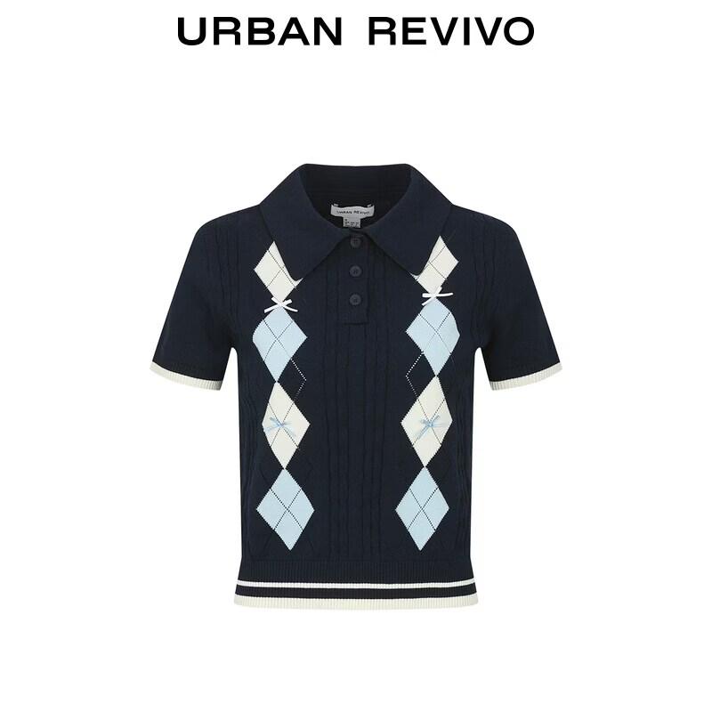 UR Dames Preppy Kleurblok Argyle Poloshirt Trui