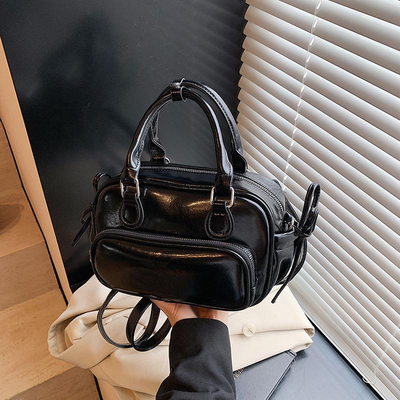Foreign Trade New Simple Oily Backpack Women's Korean Ins Fashion Small Backpack Niche High-end Oblique Straddle Women's Bag