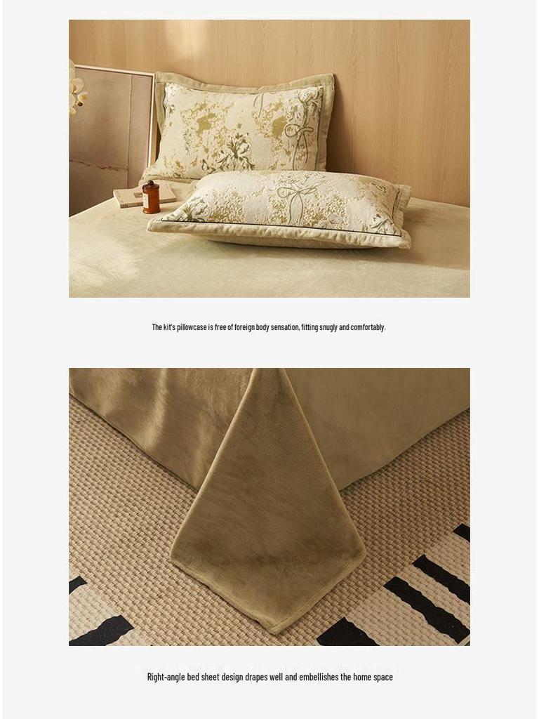 G5Z High Gram Milk Velvet Duvet Cover Set - Single Piece, Autumn/Winter, Thick & Warm with Pillow Covers.