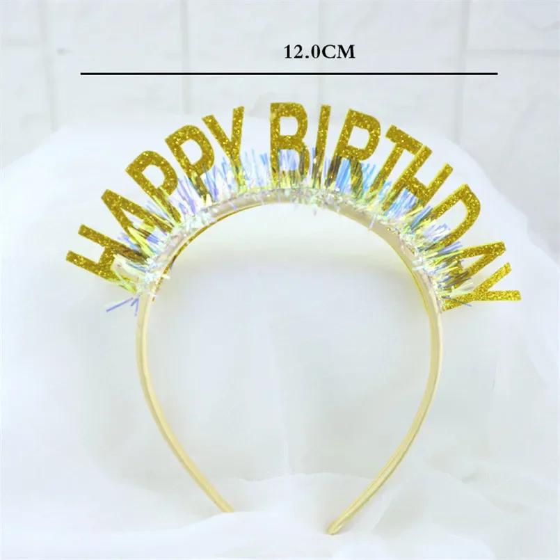 Glitter HAPPY BIRTHDAY Sequin Headband Birthday Decoration Birthday Party Decorations Kids Adult Girl Pink Silver Blue Headbands