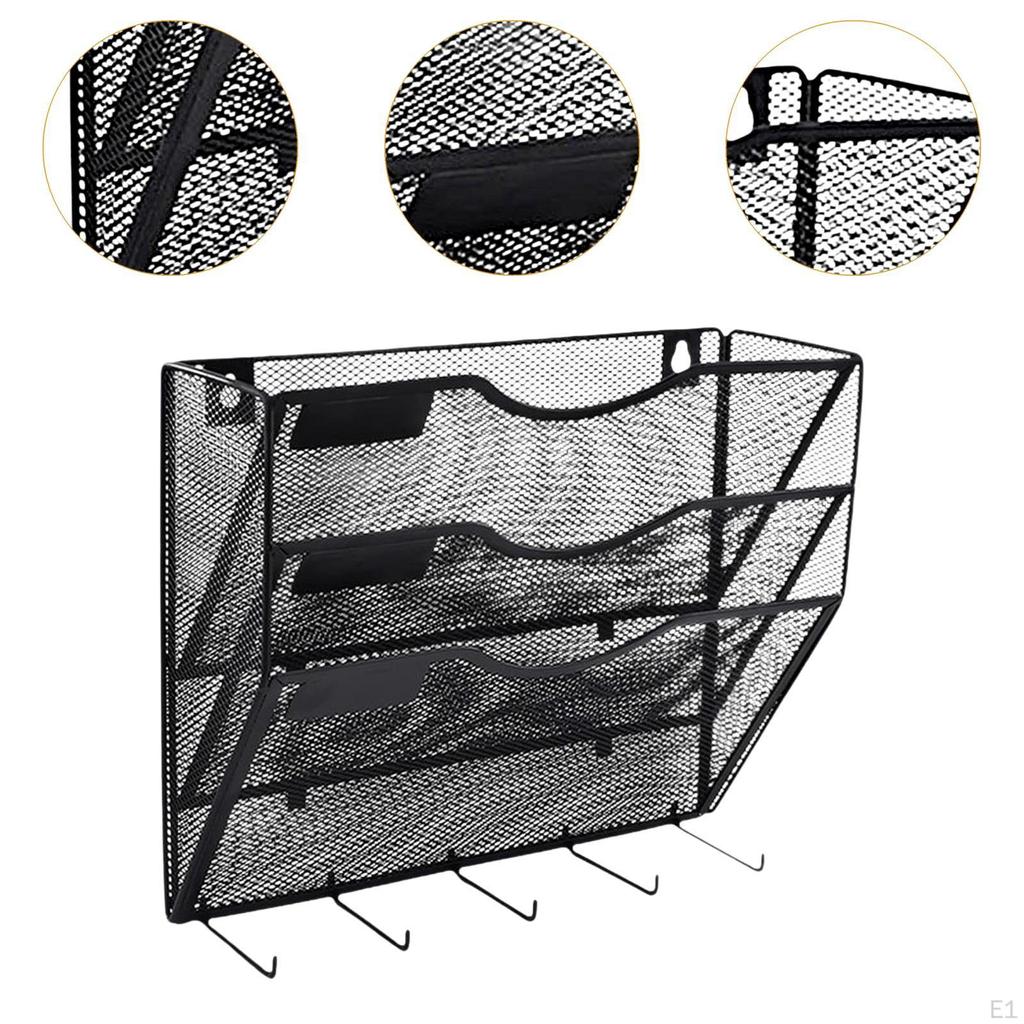 Wall File Mail Organizer Holder 3 Tier for Pamphlets Notebooks Save Space Versatile Paper