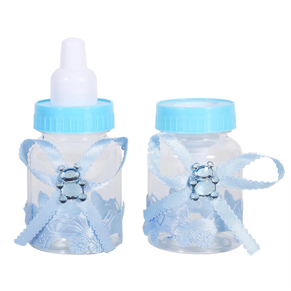 50Pcs Candy Chocolate Bottles Box For Baby Shower Party Favors Gifts Decorations (Blue)