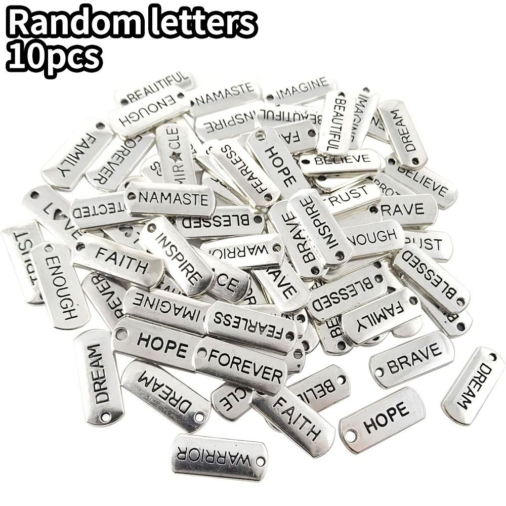 

10/20/30 шт. Подвески-шармы в форме слов с гравировкой, мотивирующие подвески, аксессуары для изготовления ювелирных изделий своими руками, ожерелья, браслеты, брелки 10pcs