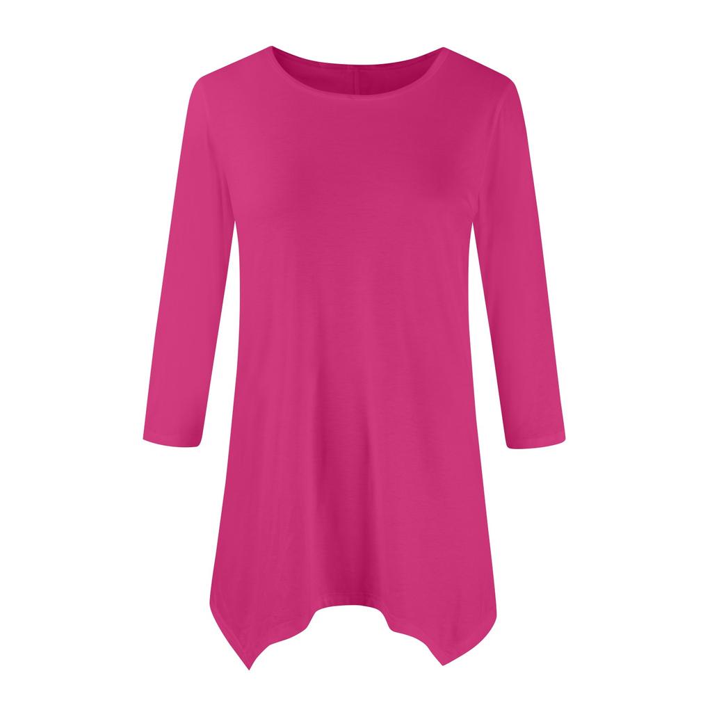 Women's Fashion Casual Round Neck Seven-point Sleeve Shirt Belted Loose Comfortable Top