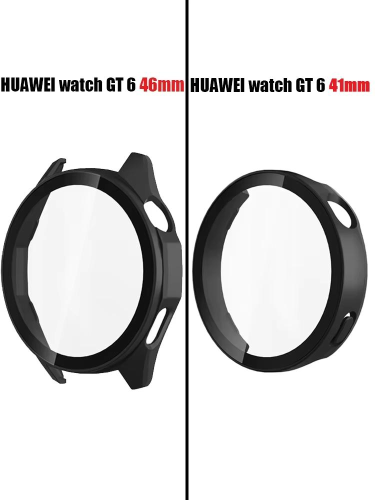 Tempered Glass+Case for Huawei Watch GT 6 46mm Smartwatch PC Bumper Shell Anti Fall screen protector HUAWEI WATCH GT6 41mm Cover