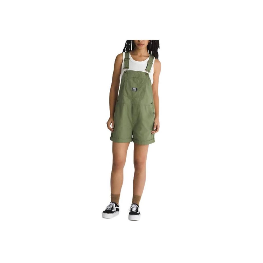 Vans Logo Patch Solid Color Casual Overalls Shorts Women Bottoms Green VN0A5LMWAMB