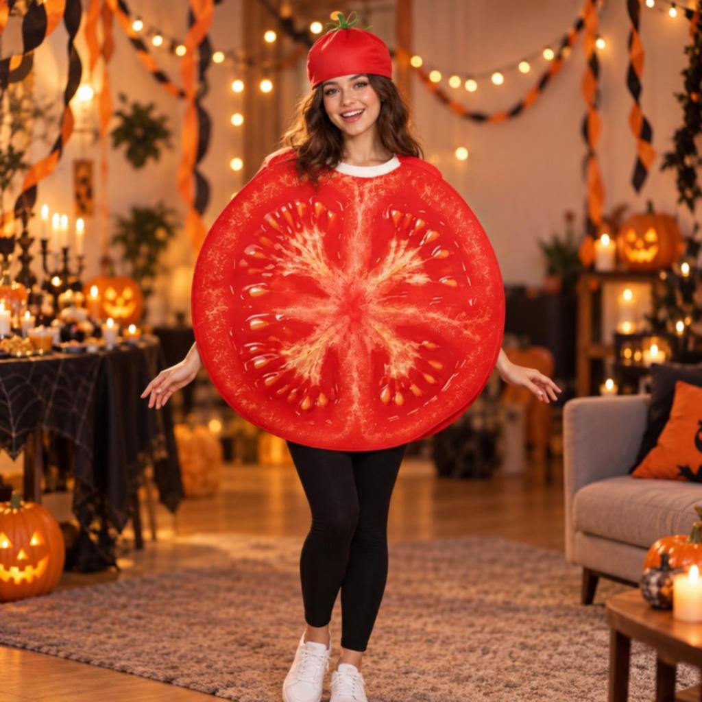 Tomato Costume Halloween with Headpiece Lightweight