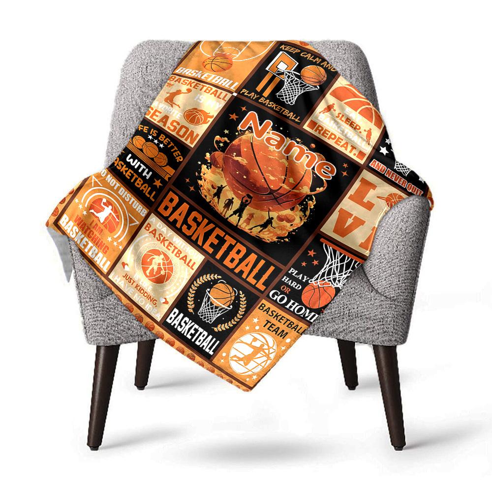 Basketball Theme Home Customize Your Name Blanket Comfortable Soft Lightweight Allseason Multipurpose Blanket For Picnics Sofas Offices Beds Living