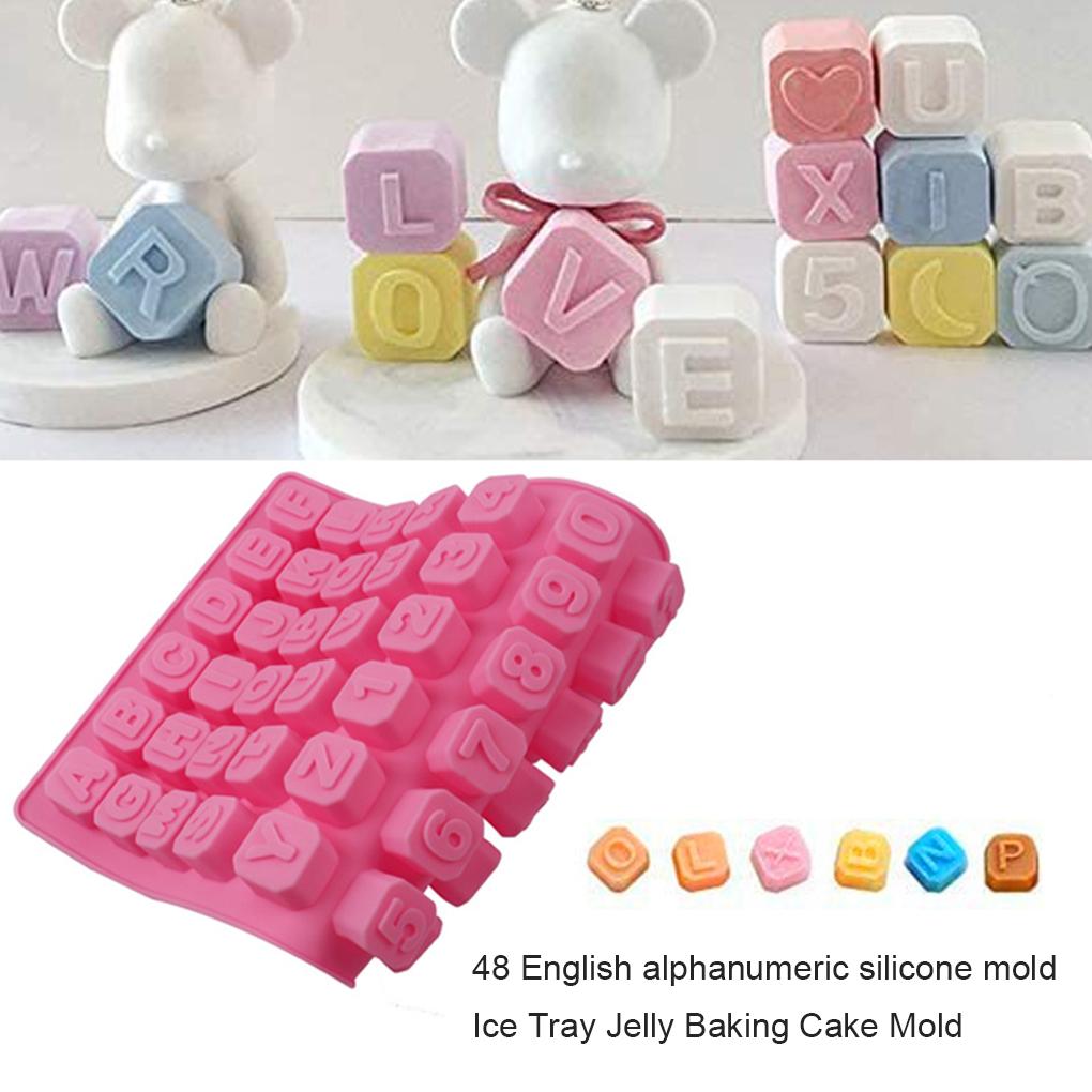 48 Cavities Silicone Mold Letter Figure Party Hotel Cafe Chocolate Pudding Mould Homemade Fondant Dessert Baking