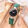 Alloy Shell Non-Plastic Shell Fashion Trend Women'S Casual Simple Belt Watch Quartz Watch Bracelet Set