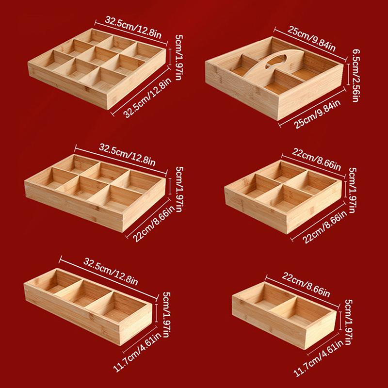 Creative Multi-Grid Tray  Pot Side Dish Plate Divider Tray Snack Plate Platter Nut Plate Wooden Box Saucer Tray