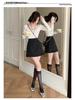 Stylish Black Polka Dot Ruffle-Edge A-Line Skirt for Women - Spring/Summer 2026 Collection