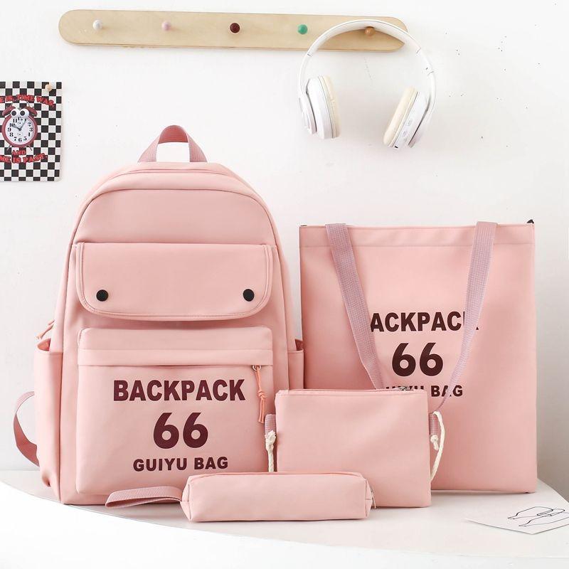 

Новый набор из четырех предметов: рюкзак, универсальный рюкзак для кампуса, большой вместимости, для старшеклассника, сумка-пенал для начальной школы розовый