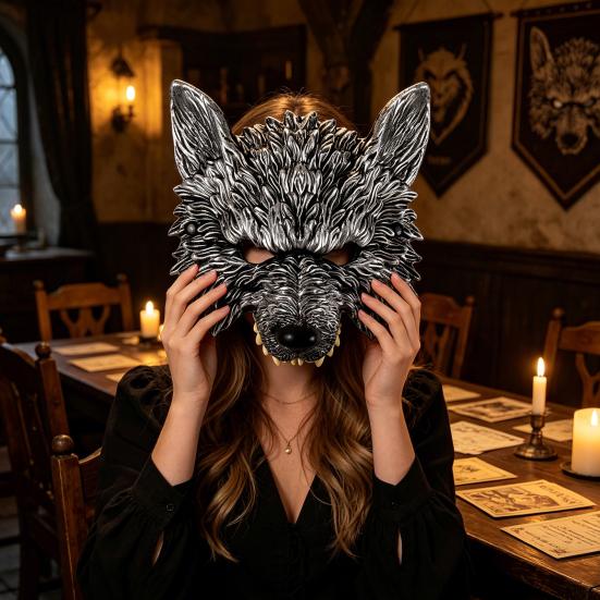 Wolf Head Mask 3D Mask High Elastic Lightweight Comfortable Werewolf Outdoor Photo Costume