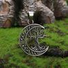 Nordic World Tree Celtic Knot Moon Tree of Life Pendant Necklace Lucky Amulet Jewelry Gift for Men and Women