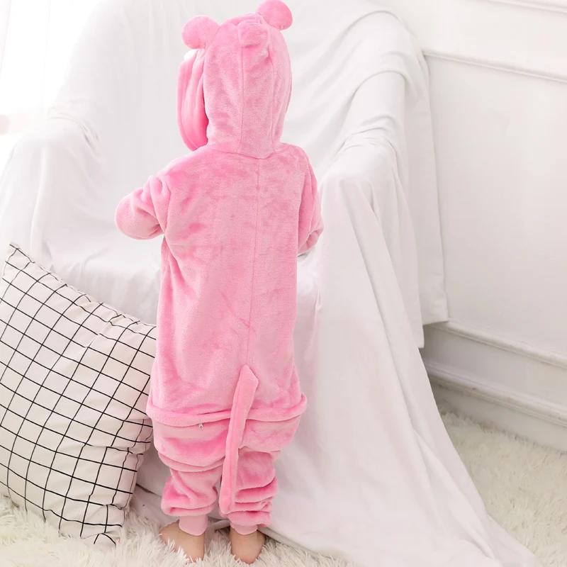 Pink Panther Onesie Kids Kigurumi Pjamas Halloween Flannel Christmas Cosplay Costume