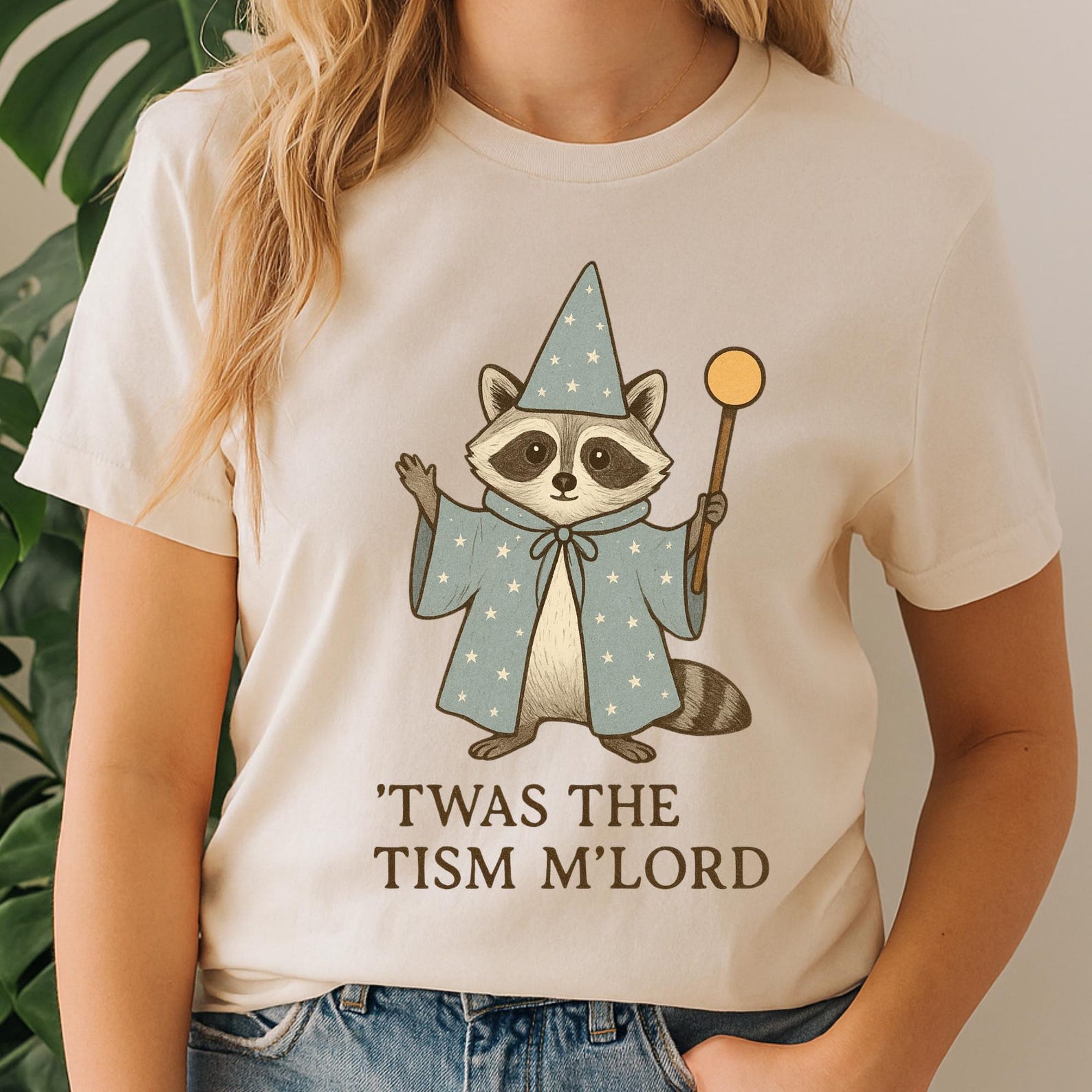 Kawaii Raccoon Wizard T-shirt, Funny Autism Meme Tee XL