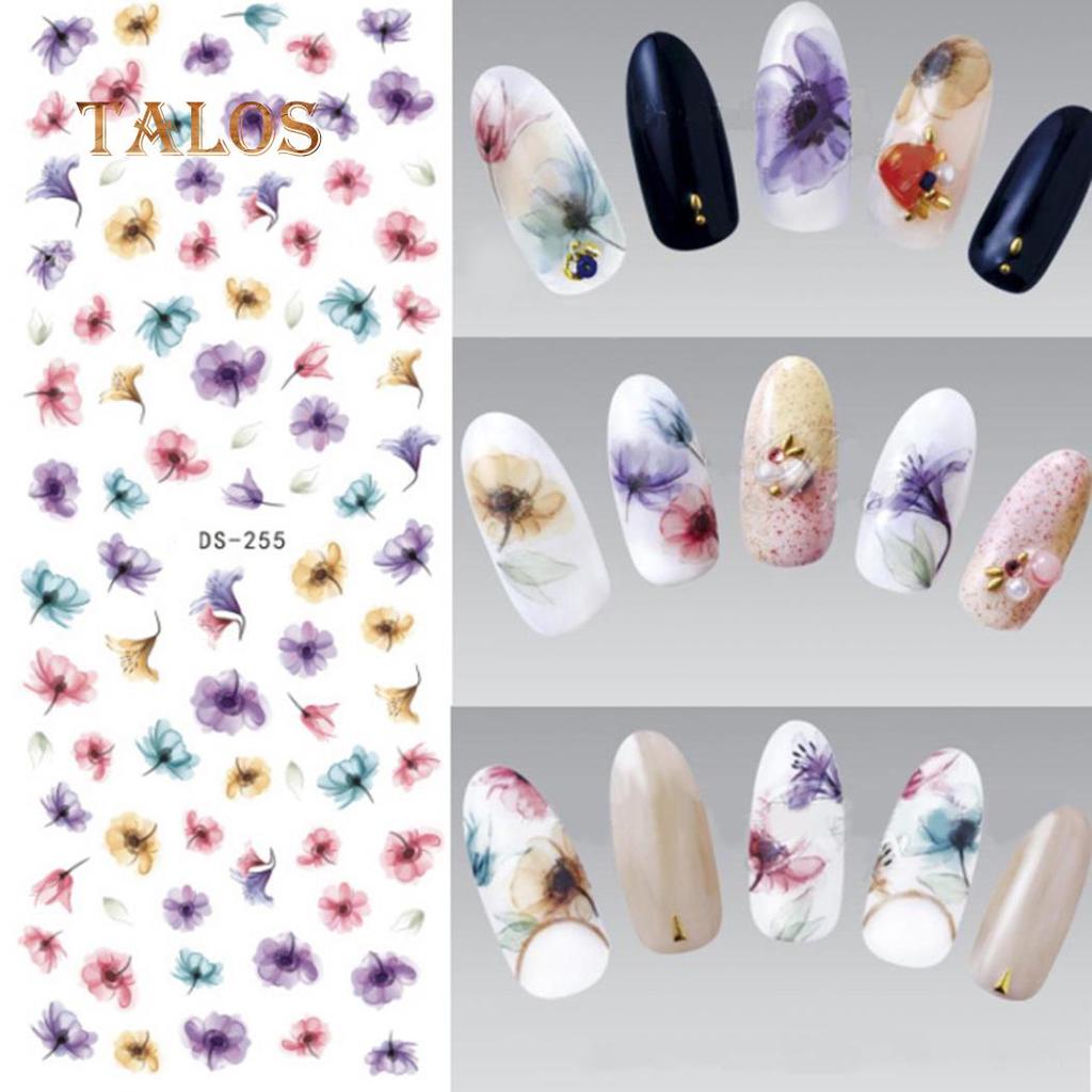 DIY Nail Manicure Stickek Printing Flowers Feathers Butterflies Letters Pattern Nail Art Tools