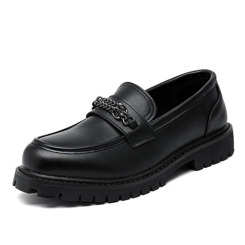 

Весенние мужские туфли в корейском стиле, британские ретро, с круглым носком, кожаные туфли для мужчин, толстая подошва, туфли из кожи парикмахера 45