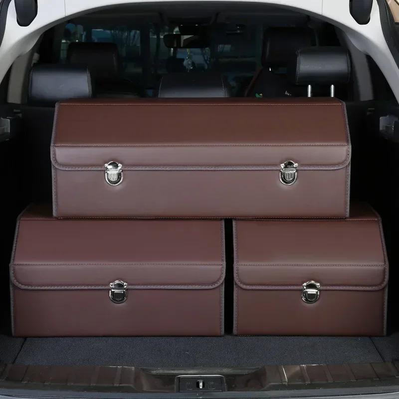 NEW Car Trunk Organizer Organizers And Storage Faux Leather Foldable Trunk Multi-Compartment Adjustable Auto Grocery Storage Box