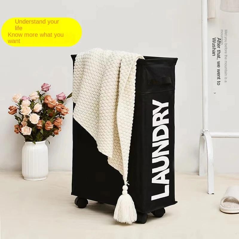 Foldable Laundry Basket Dirty Clothes Basket Clothes Organizer Yoga Storage Basket Home Assortment Box with Wheel Laundry Basket