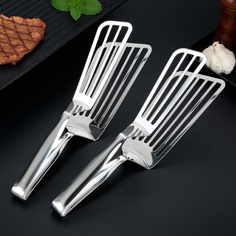 Multifunctional Kitchen Cooking Clamp Large Steel Spatula Tongs for Flipping Grilling and Serving Food Steak Hamburger