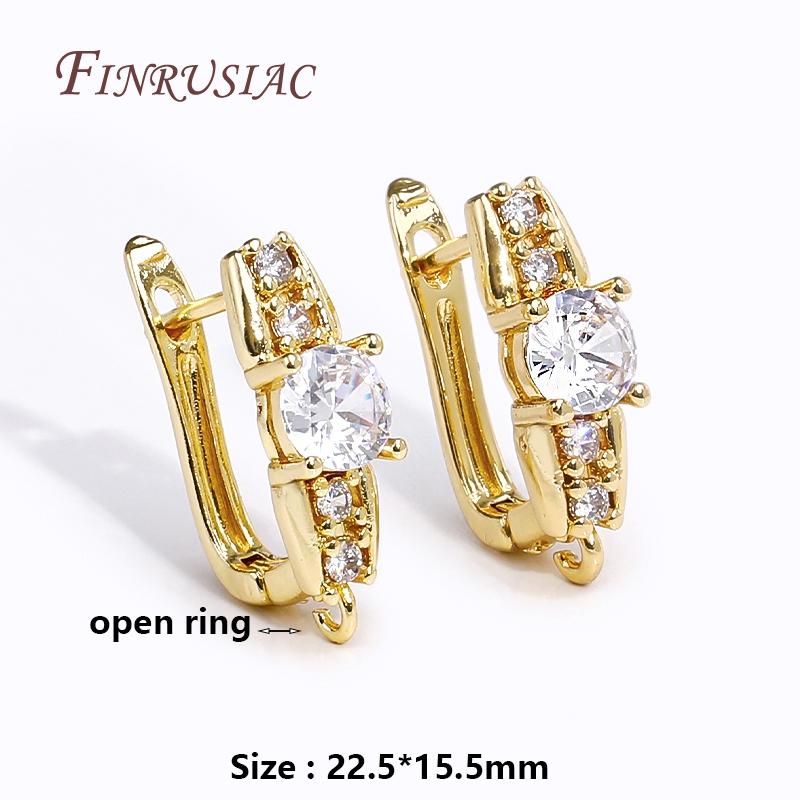 18K Gold Plated Eingelegte Zirkon Ohrhaken Verschlüsse Beschläge Ohrbügel Haken Für Handgemachte DIY Ohrringe Schmuckherstellung Zubehör