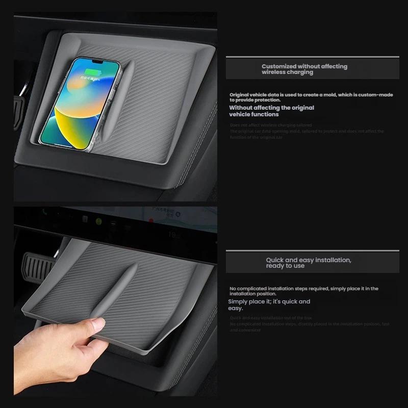 For the 2023 Tesla Rejuvenated MODEL3 Central Control Mobile Phone Wireless Charging Mat Car Storage Storage Mat Interior