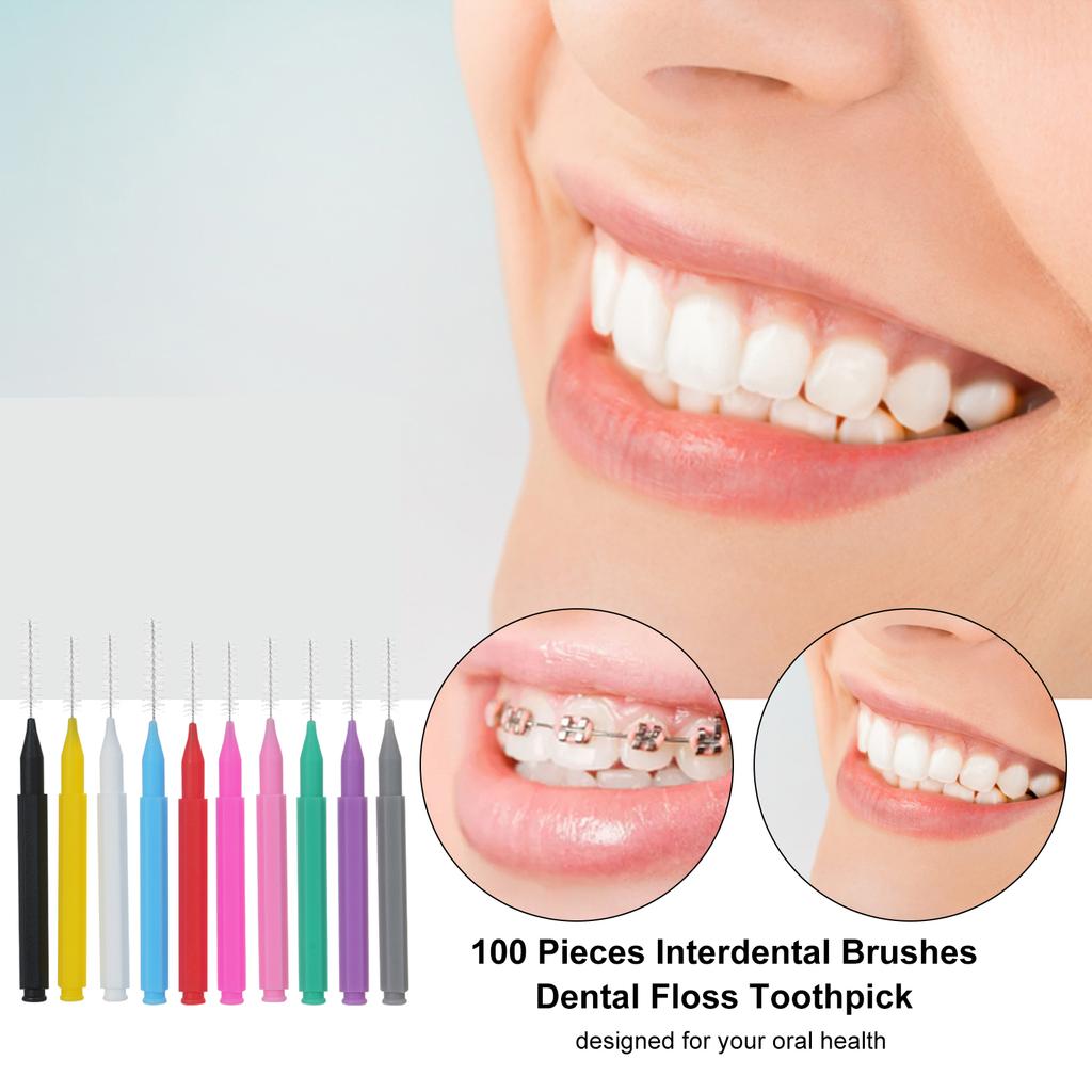 Brosses interdentaires, fil dentaire, cure-dents, appareils orthodontiques, outil de nettoyage des dents, 100 pièces