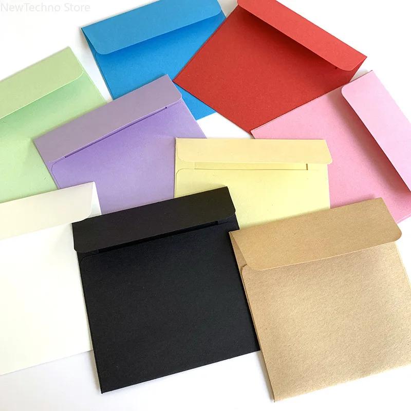 10 Stück quadratische Mini-Blanko-Umschläge aus Kraftpapier in Bonbonfarbe für Mitgliedskarten, kleine Aufbewahrungspapierumschläge für Grußkarten, 10 x 10 cm