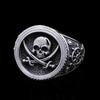 Gothic Punk Skull Ring for Men Vintage Biker Pirate Style Double Color Fashion Jewelry