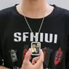 European & American Hip Hop Zircon-Embedded Square Photo Frame Necklace - Custom Image Trendy Street Style Pendant