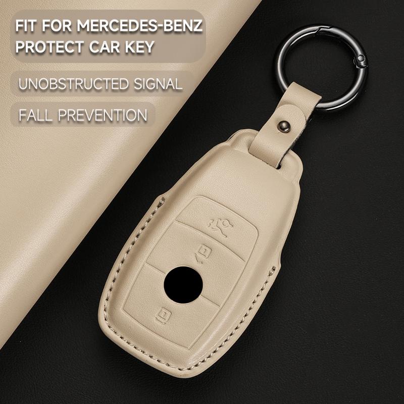 Leather Car Key Cover Case Protection Shell for Mercedes Benz A B C E S G Class GLB GLC GLE GLS W177 W213 W222 G63 E300 E200 AMG