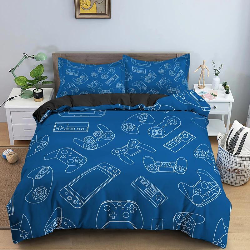Game Bed Sets For Boys Gamer Comforter Duvet Cover Gaming Themed Bedroom Decor Single King Polyester Bedding Set Home Textile