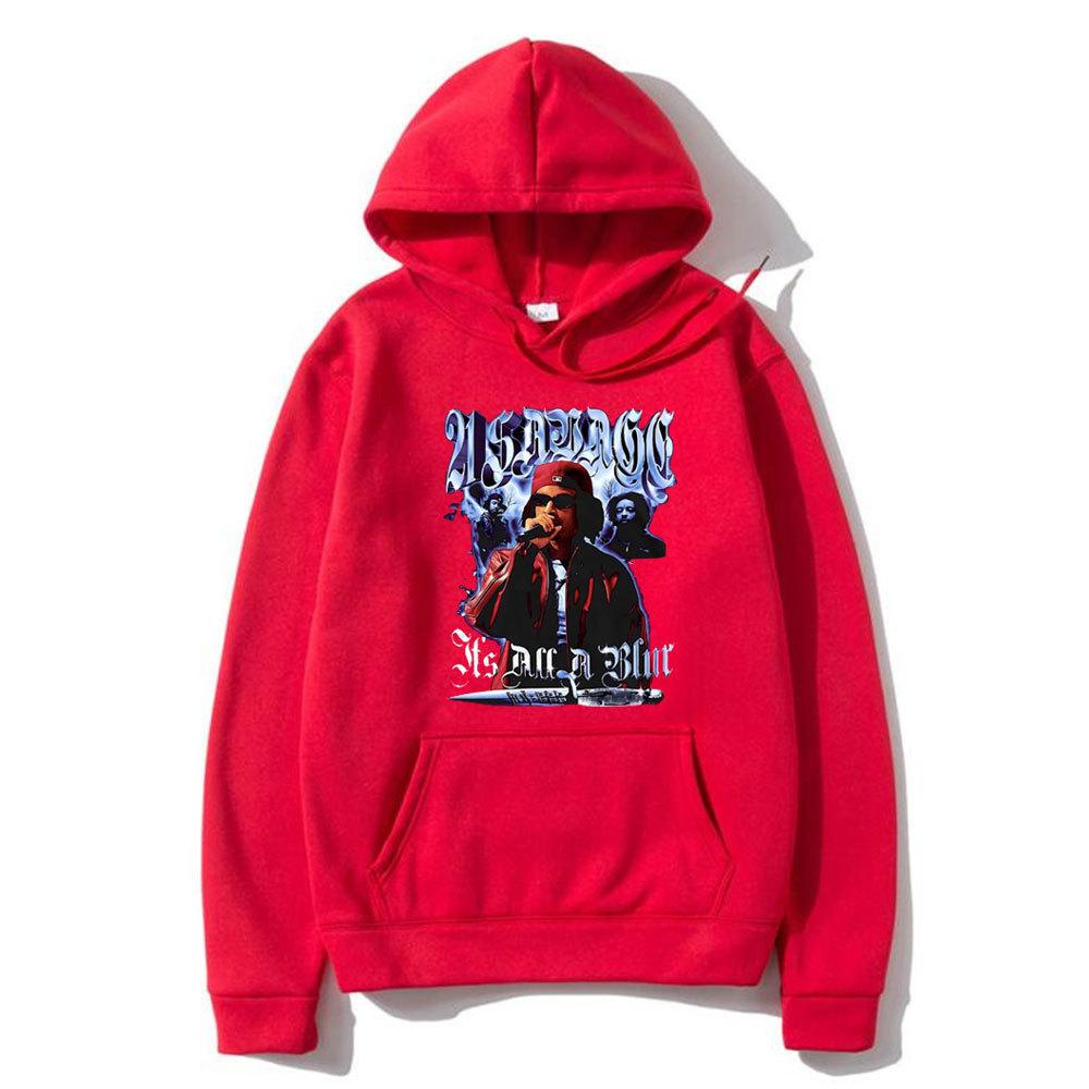Rapper 21 Savage It'S All A Blur Graphic Print Hoodie Men