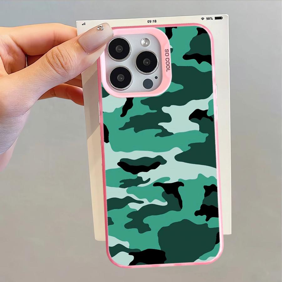 Case for iPhone 11 12 13 Pro Max 14 15 16 Plus 16e Soft Cover Camouflage Pattern