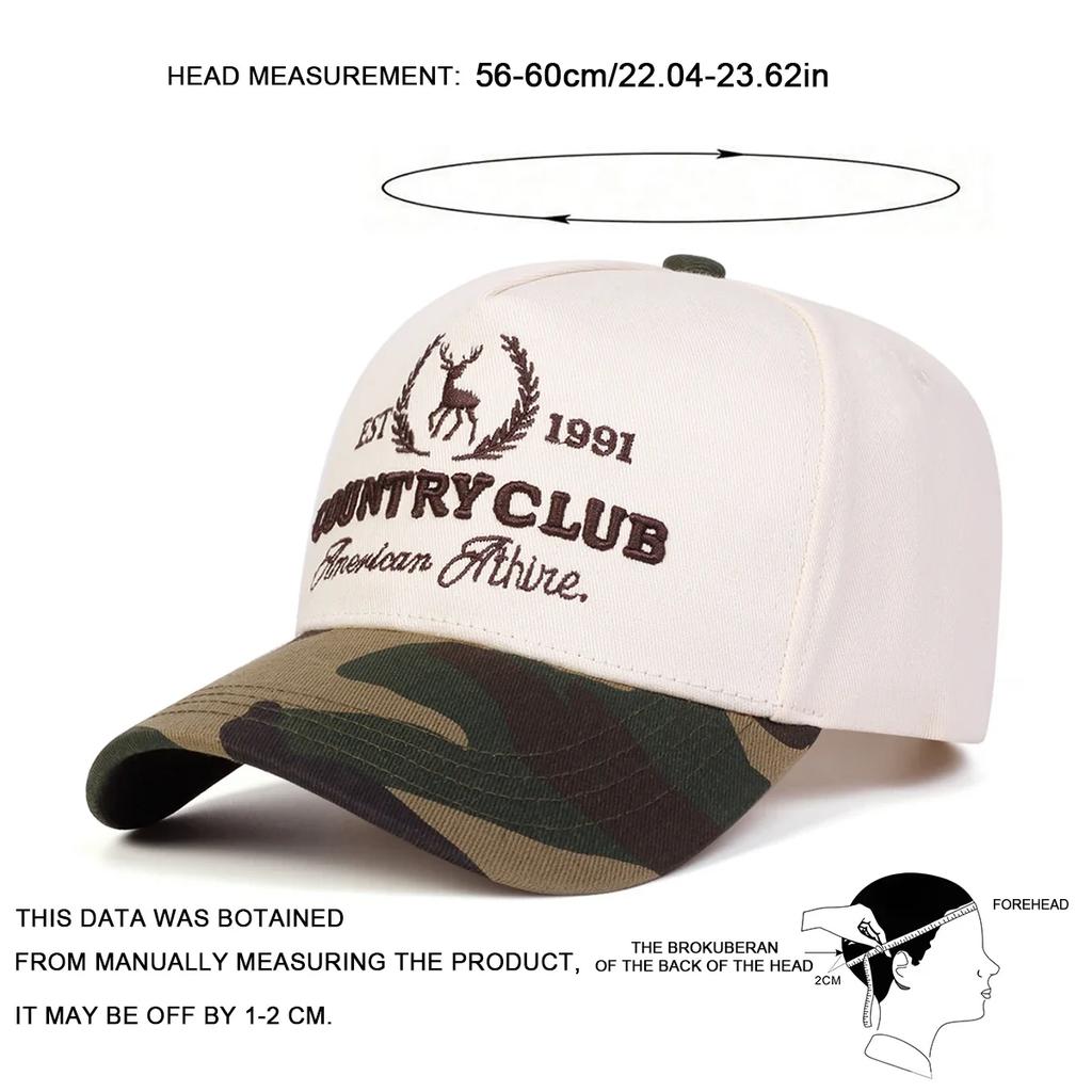 Unisex COUNTRY CLUB Letter Embroidery Baseball Caps Spring Autumn Outdoor Adjustable Casual Hats Sunscreen Hat Sports Cap