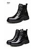 Men's Trendy Wool-Lined Cowhide High-Top Martin Boots with Side Zipper - Casual and Warm.