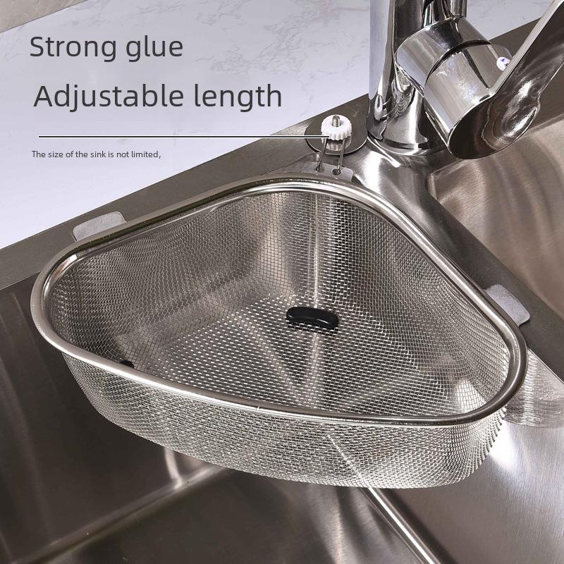 Upgraded Stainless Steel Triangular Sink Drain Basket and Filter for Leftovers and Produce