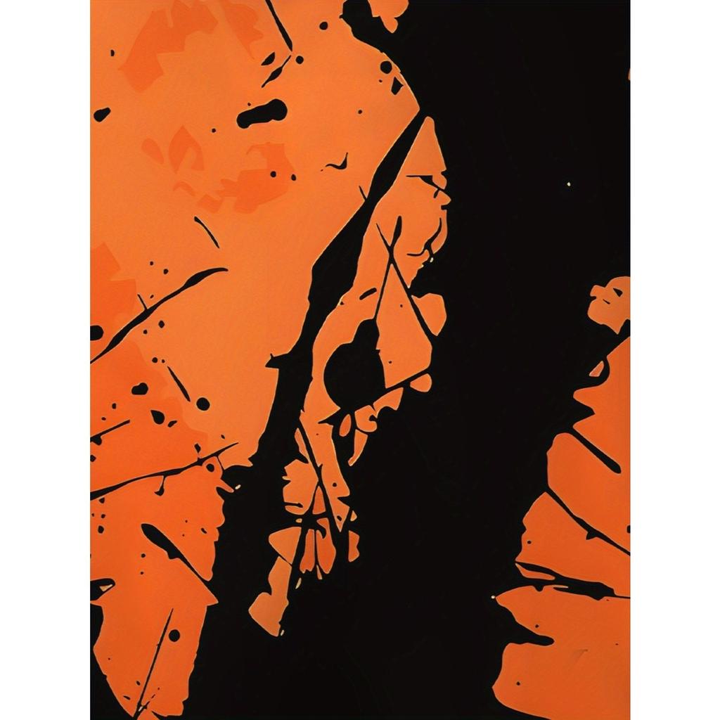 3D Digital Printing Street Trend Orange Black Splashed Ink Art Pattern Hooded Sweatshirt, Fashionable Casual Children's Clothing