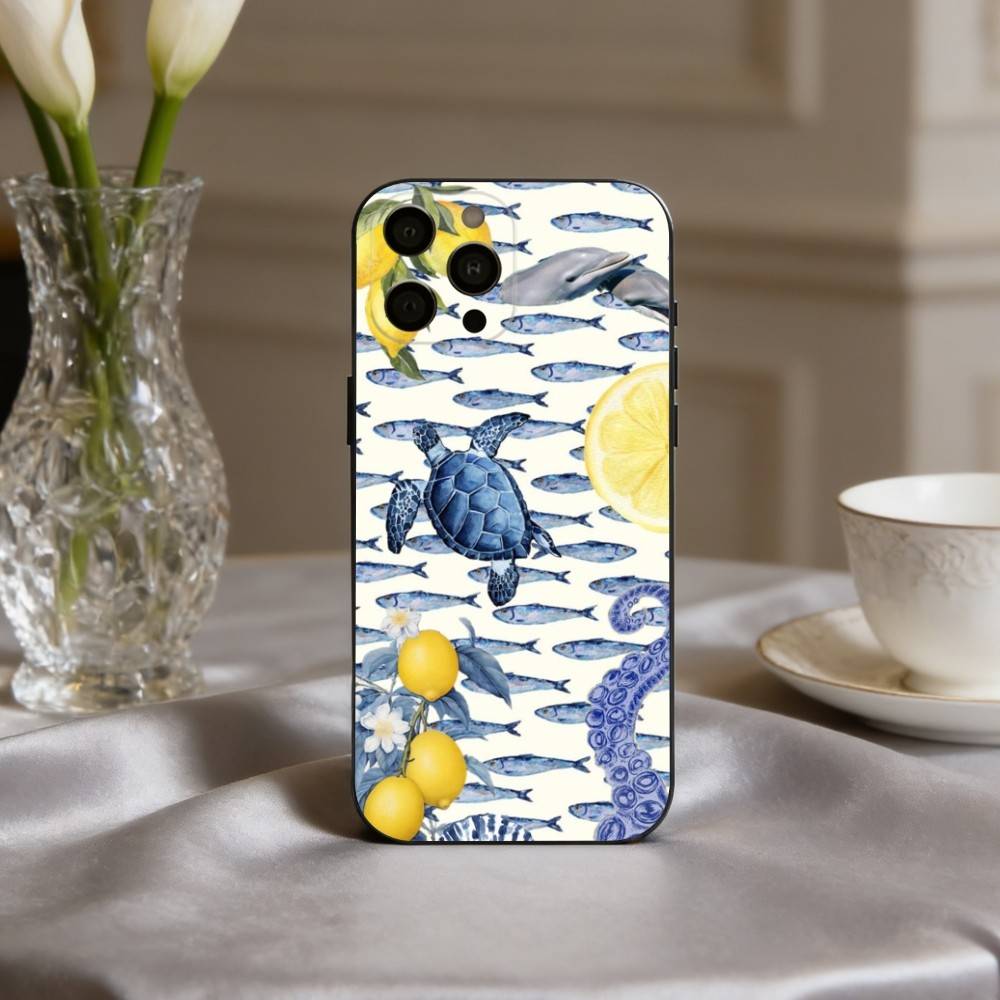 S-Seaside S-Scenery Wine L-Lemon Phone Case Silicone Soft For IPhone 17pro 16 15 14 13 12 11 X XR Plus Pro Max Plus