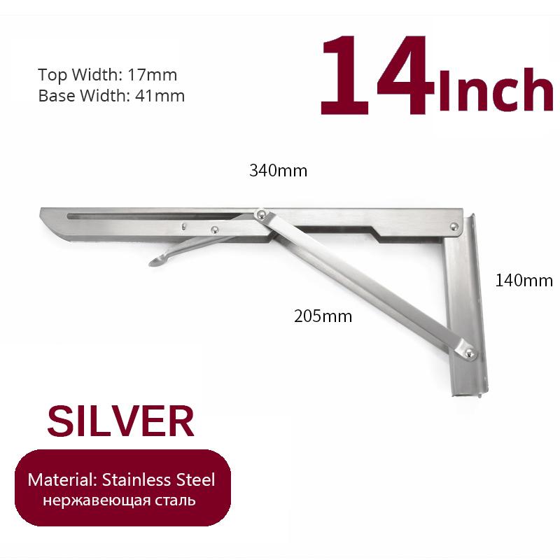NAIERDI 2PCS 8-20inch Stainless Steel Folding Angle Bracket White Black Iron Triangle Wall Mount Bracket For Shelf Bench Table