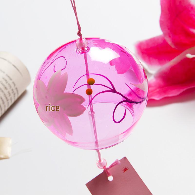 Japanese Glass Wind Chime: Hand-Painted Home Decor Pendant