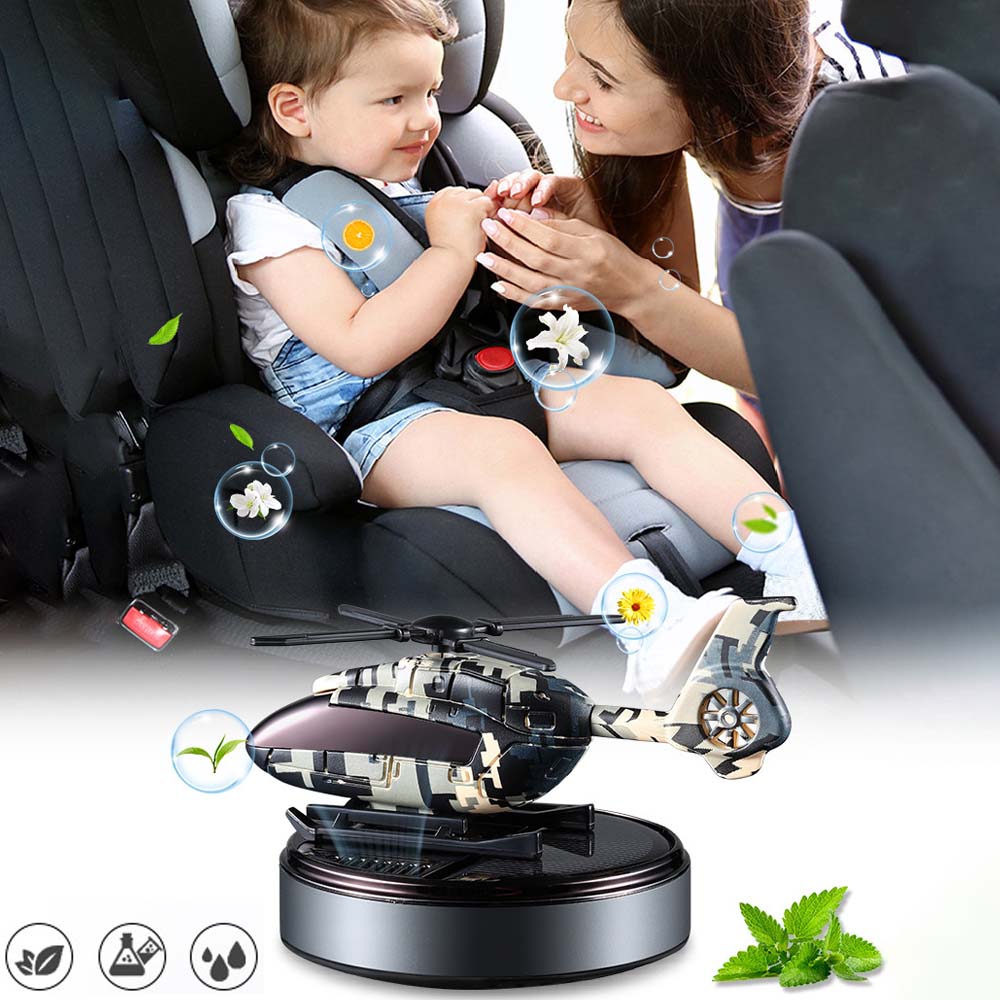 Helicopter Car Air Freshener Solar Automatic Rotation Propeller Essential Oil Diffuser Dashboard Perfume Decoration Ornament